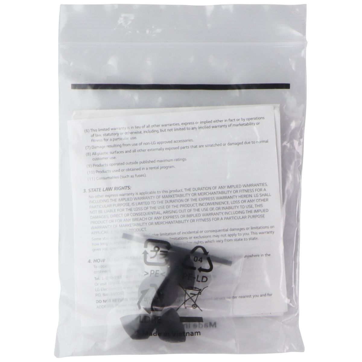 Replacement Rubber Ear Gels for LG Tone Free Headset (HBS-FN6/HBS-FN5W/HBS-FN4) Cell Phone - Replacement Parts & Tools LG - Simple Cell Bulk Wholesale Pricing - USA Seller