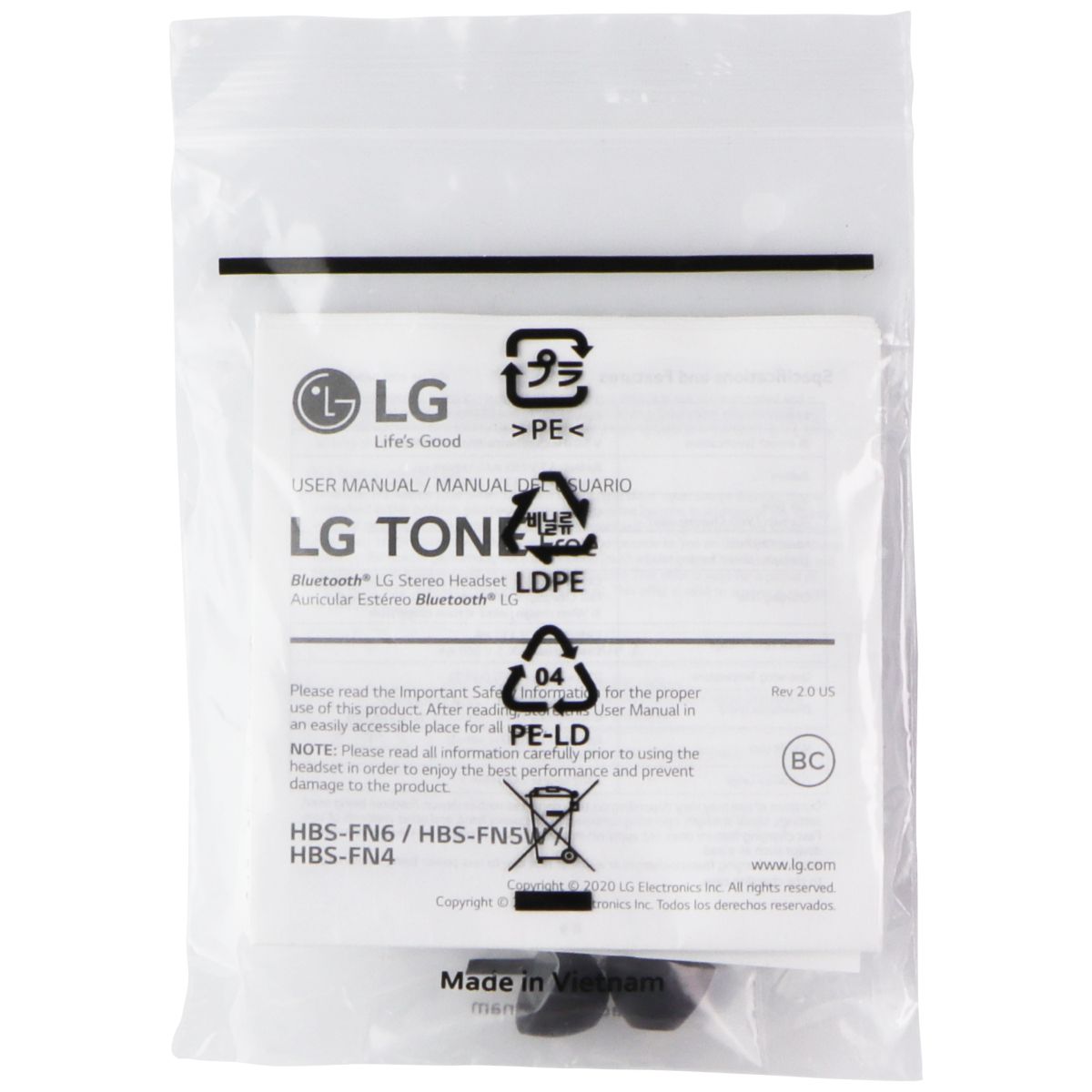 Replacement Rubber Ear Gels for LG Tone Free Headset (HBS-FN6/HBS-FN5W/HBS-FN4) Cell Phone - Replacement Parts & Tools LG    - Simple Cell Bulk Wholesale Pricing - USA Seller