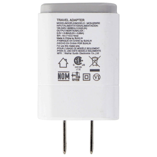 LG Travel Adapter Single 5V/0.85A USB Wall Charger (MCS-02WPE/RE) - White Cell Phone - Chargers & Cradles LG    - Simple Cell Bulk Wholesale Pricing - USA Seller