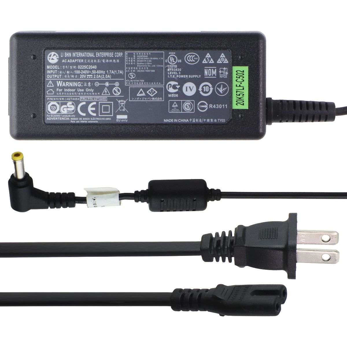 LI SHIN (20V/2.0A) AC Adapter Power Supply - Black (0225C2040) Multipurpose Batteries & Power - Multipurpose AC to DC Adapters LI SHIN - Simple Cell Bulk Wholesale Pricing - USA Seller