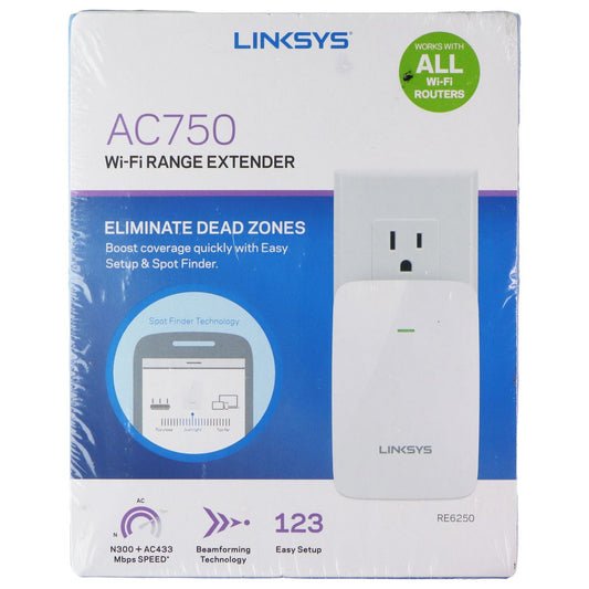 Linksys RE6250 (AC750) Dual-Band Wi-Fi Extender - White Networking - Wireless Wi-Fi Routers Linksys - Simple Cell Bulk Wholesale Pricing - USA Seller
