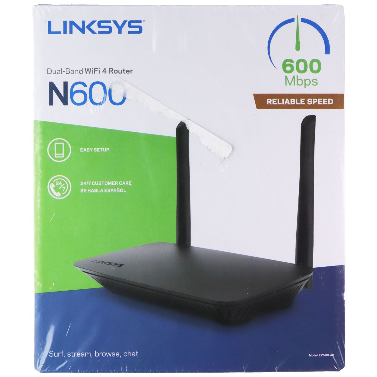 Linksys N600 4 Port Dual-Band 2.4GHz/5GHZ Wireless Router - Black (E2500-4B) Networking - Wireless Wi-Fi Routers Linksys - Simple Cell Bulk Wholesale Pricing - USA Seller