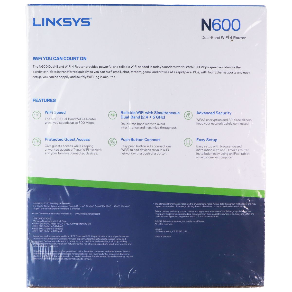 Linksys N600 4 Port Dual-Band 2.4GHz/5GHZ Wireless Router - Black (E2500-4B) Networking - Wireless Wi-Fi Routers Linksys - Simple Cell Bulk Wholesale Pricing - USA Seller