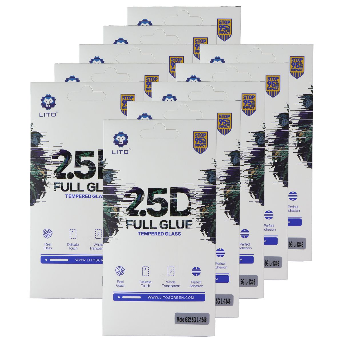 LITO 2.5D Full Glue Tempered Glass for Motorola Moto G82 5G - 10 Pack Cell Phone - Screen Protectors LITO - Simple Cell Bulk Wholesale Pricing - USA Seller