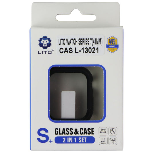 Lito S+ Glass & Case (2 in 1 Set) for Apple Watch Series 7 (41mm) - Black Smooth Smart Watch Accessories - Smart Watch Cases LITO - Simple Cell Bulk Wholesale Pricing - USA Seller
