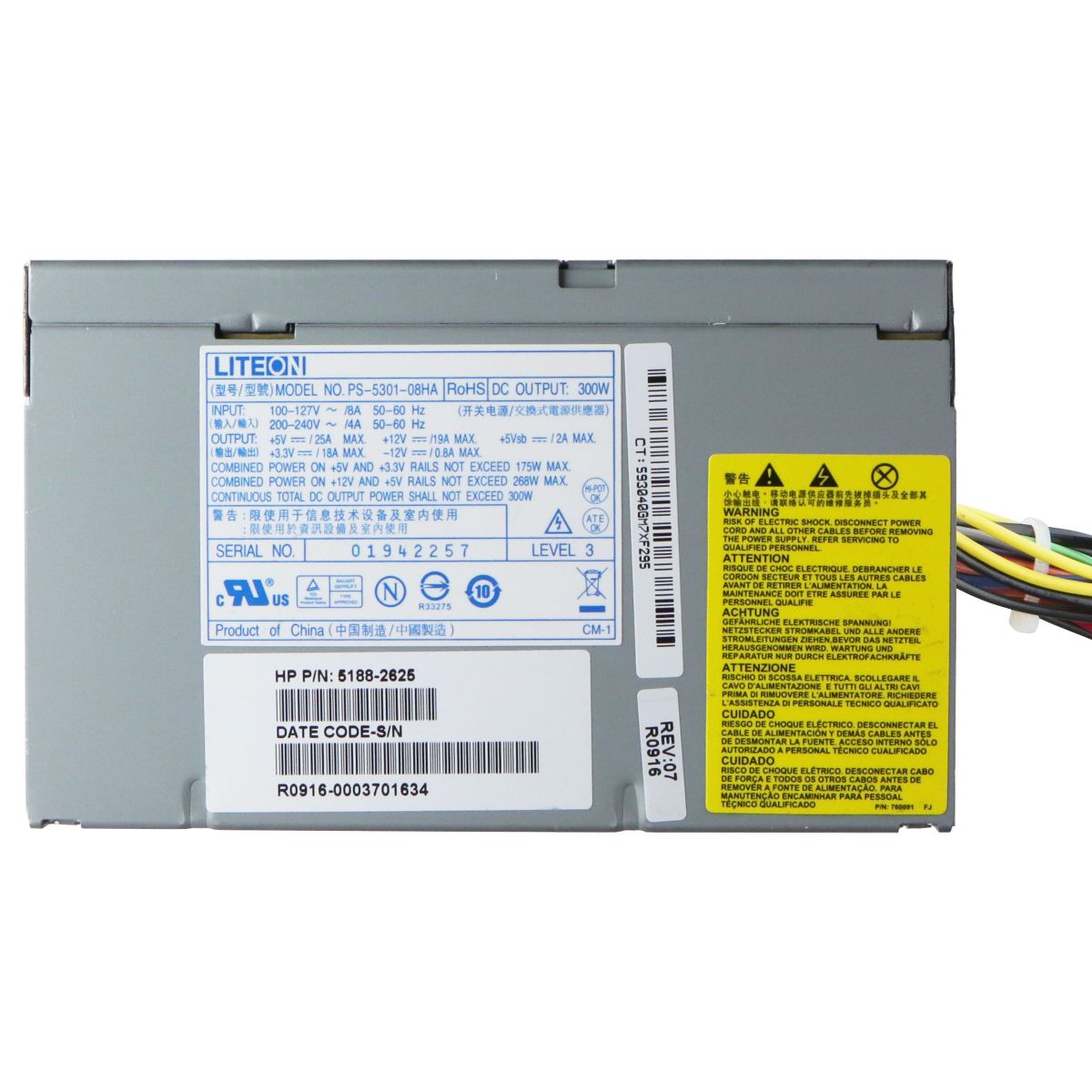 Lite-On (300W) ATX Power Supply Unit PSU for HP Computers (PS-5301-08HA) Computer Parts - Power Supplies Lite-On - Simple Cell Bulk Wholesale Pricing - USA Seller