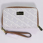 Liz Claiborne Faux Leather Zip-Around Wristlet - Grey Monogram Womens Handbags & Purses Liz Claiborne - Simple Cell Bulk Wholesale Pricing - USA Seller