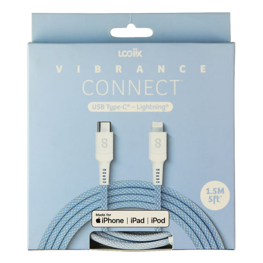 Logiix Vibrance Connect (5-ft) USB-C Type C to Lightning 8-Pin Cable - Blue Cell Phone - Cables & Adapters Logiix    - Simple Cell Bulk Wholesale Pricing - USA Seller