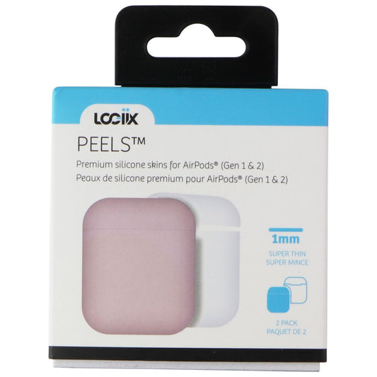 Logiix Peels Silicone Skins for Apple AirPods Gen 1 & 2 - Pink & White 2 Pack Parts & Accessories - Headsets Logiix - Simple Cell Bulk Wholesale Pricing - USA Seller