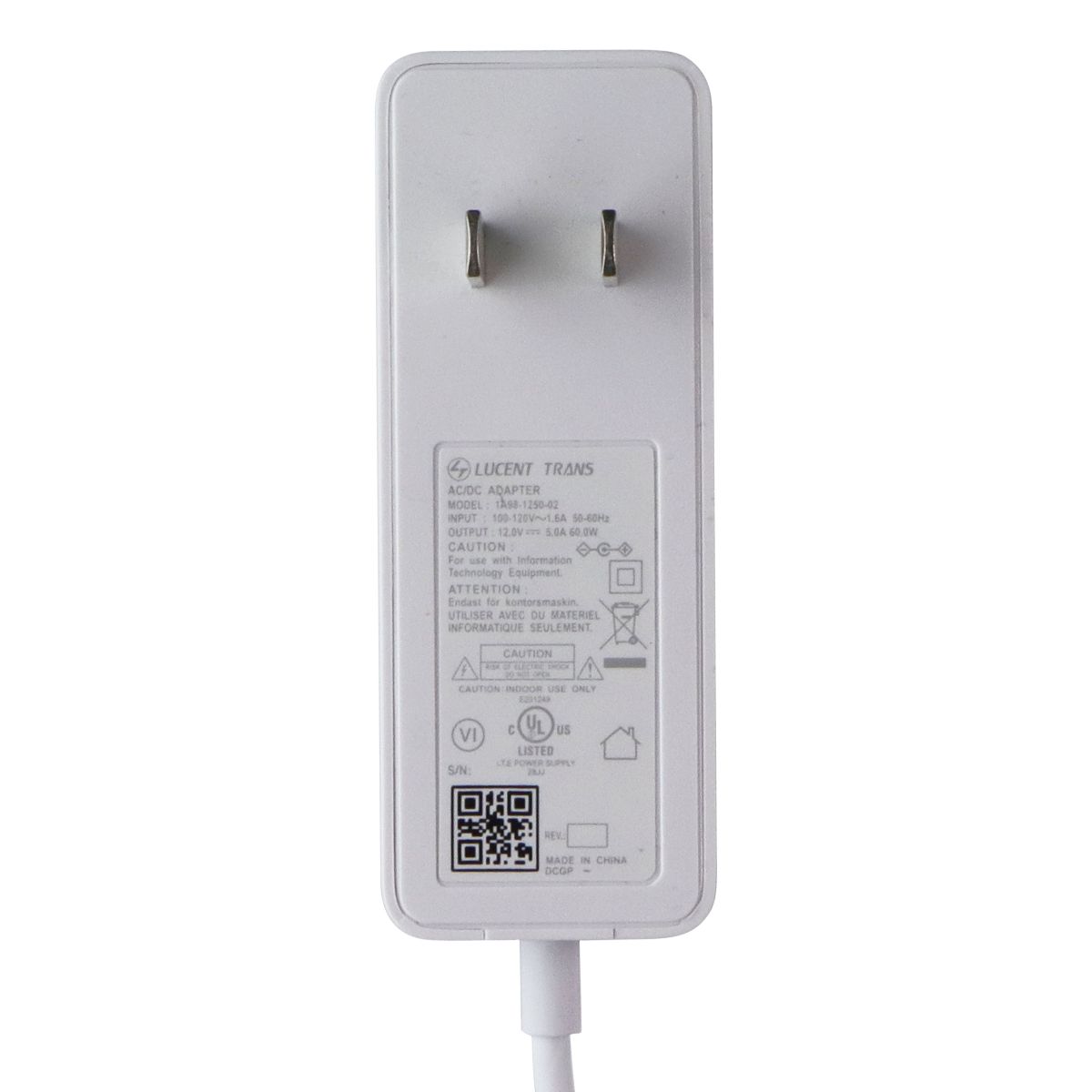 Lucent Trans (12V/5A) 60-Watt AC/DC Power Supply for CR1000 Routers 1A98-1250-02 Multipurpose Batteries & Power - Multipurpose AC to DC Adapters Lucent Trans - Simple Cell Bulk Wholesale Pricing - USA Seller