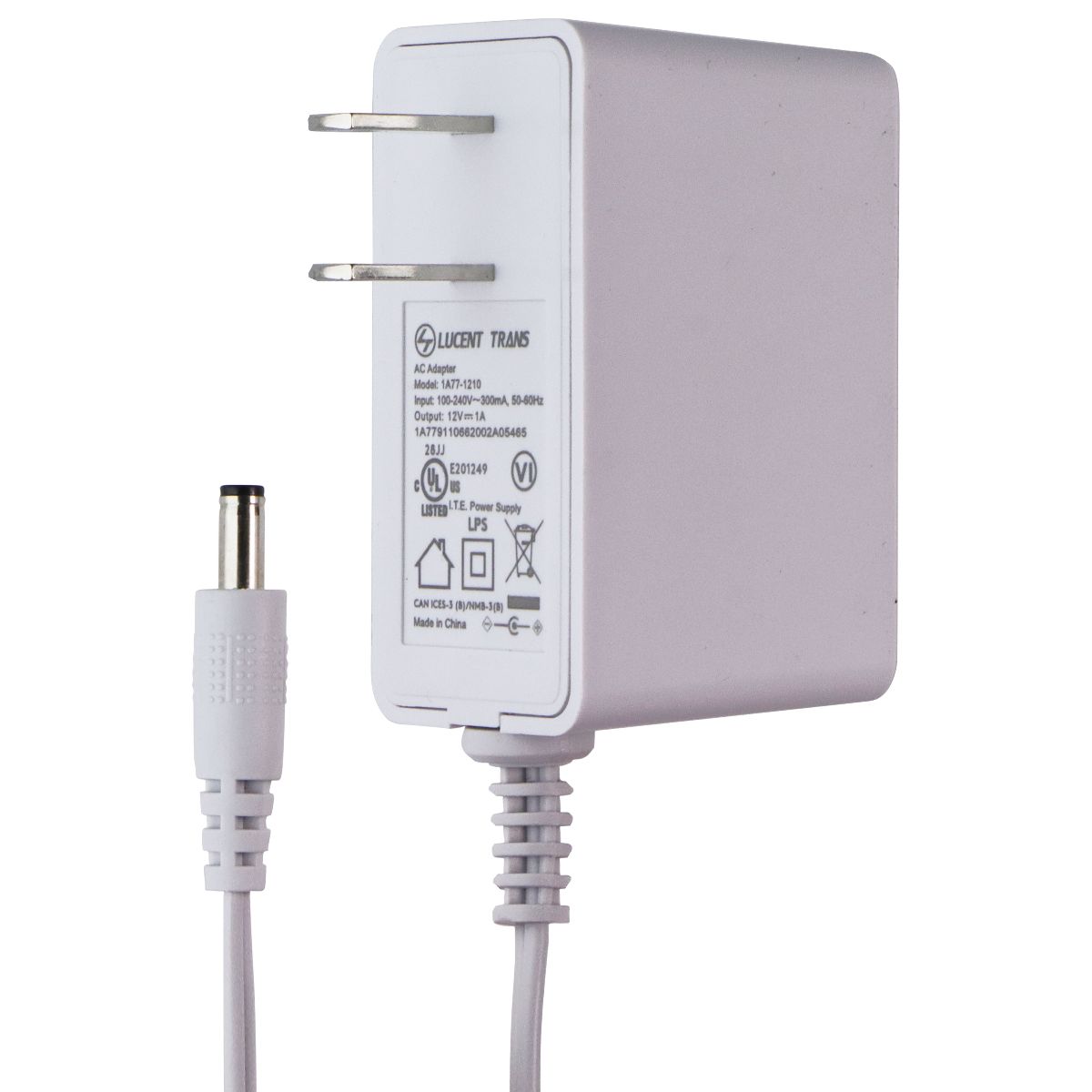 Lucent Trans (12V/1A) AC Adapter Wall Charger - White (1A77-1210) Multipurpose Batteries & Power - Multipurpose AC to DC Adapters Lucent Trans - Simple Cell Bulk Wholesale Pricing - USA Seller