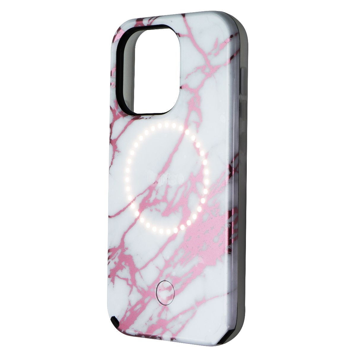 LuMee Halo Lighted Case for Apple iPhone 13 Pro/13/12 Pro/12 - Rose/White Marble