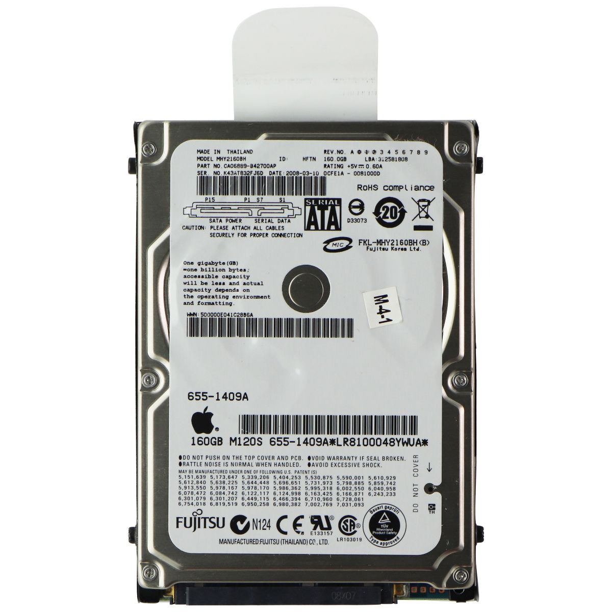 Replacement OEM Apple 2.5-Inch 160GB SATA/150 5400RPM 8MB Notebook Hard Drive Digital Storage - Internal Hard Disk Drives, HDD Apple - Simple Cell Bulk Wholesale Pricing - USA Seller