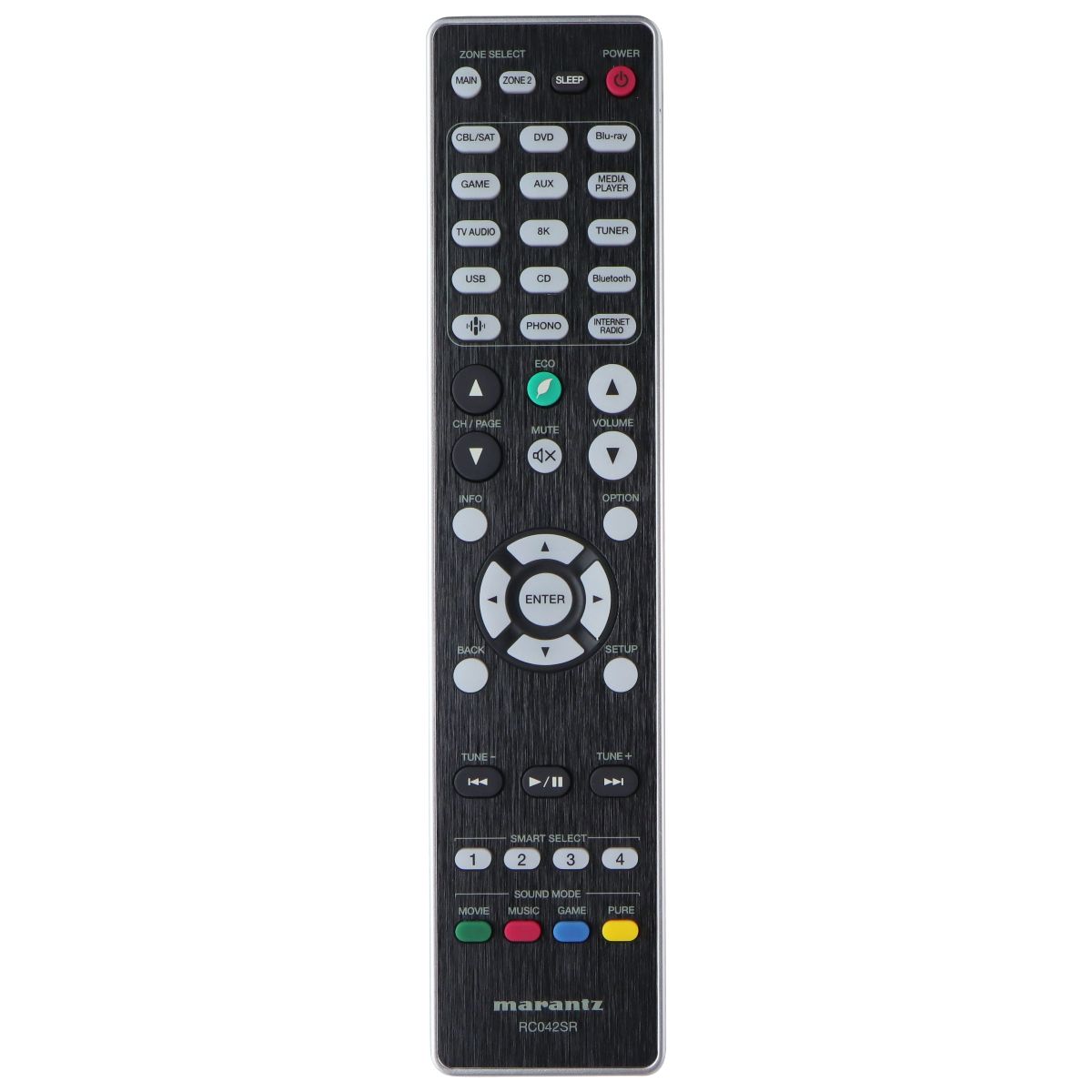 Marantz AV Receiver Remote Control (RC042SR) - Black/Silver TV, Video & Audio Accessories - Remote Controls Marantz - Simple Cell Bulk Wholesale Pricing - USA Seller