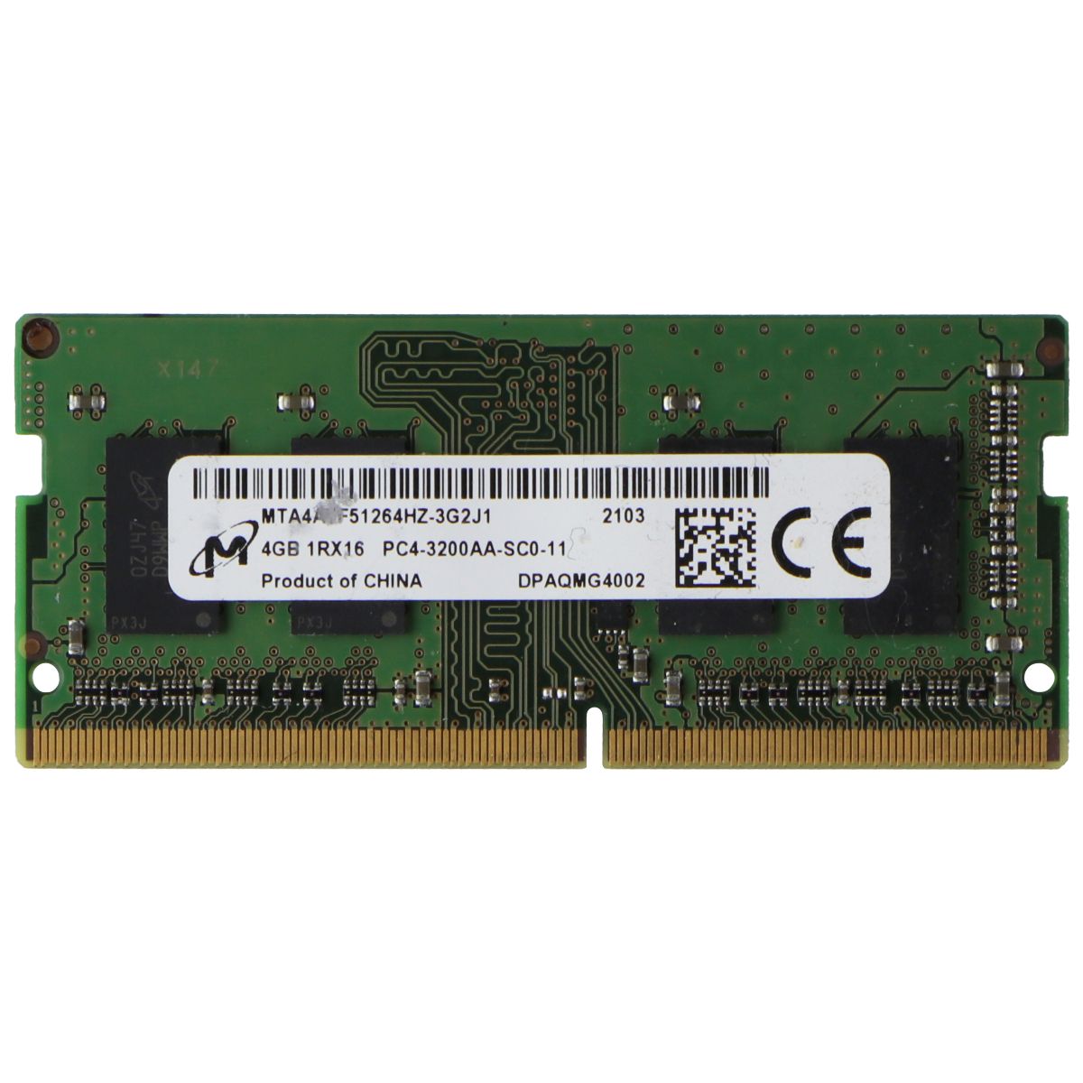 Micron (4GB) DDR4 RAM PC4-3200AA (1Rx16) SO-DIMM 3200MHz (MTA4ATF51264HZ-3G2J1) Computer Parts - Memory (RAM) Micron    - Simple Cell Bulk Wholesale Pricing - USA Seller