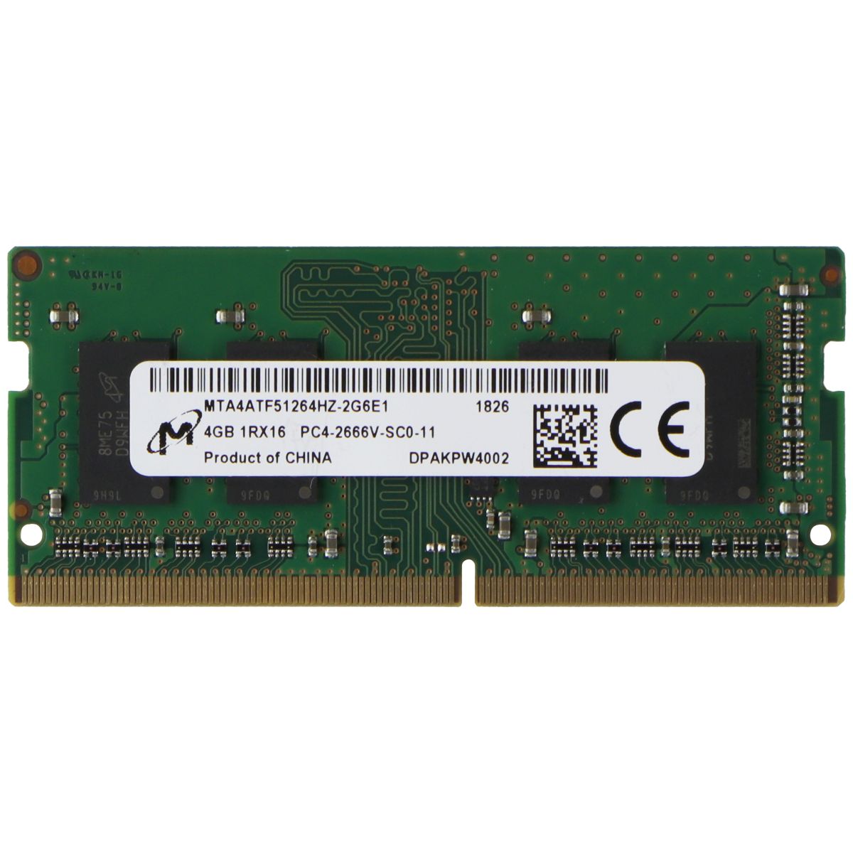 Micron (4GB) DDR4 RAM PC4-2666V (1Rx16) SO-DIMM 2666MHz (MTA4ATF51264HZ-2G6E1) Computer Parts - Memory (RAM) Micron - Simple Cell Bulk Wholesale Pricing - USA Seller