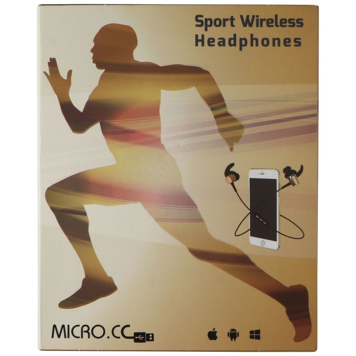 Micro.cc Magnetic Wireless Sports Headphones with Remote/Mic - Gold/Bl ...
