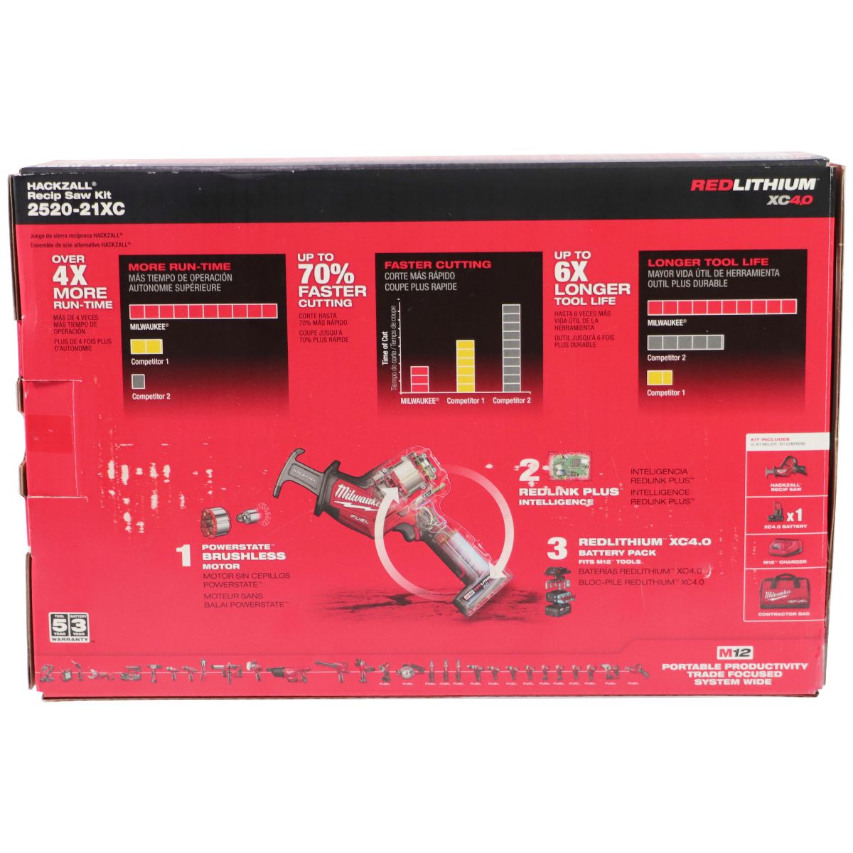Milwaukee M12 FUEL Hackzall Reciprocating Saw Kit 2520-21XC 12V 4.0Ah Battery
