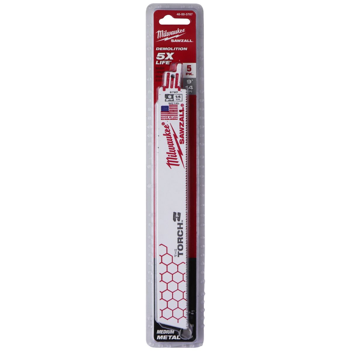 Milwaukee Sawzall Blades 5 PK. 9-inch 14 Teeth Per Inch (48-00-5787 ...