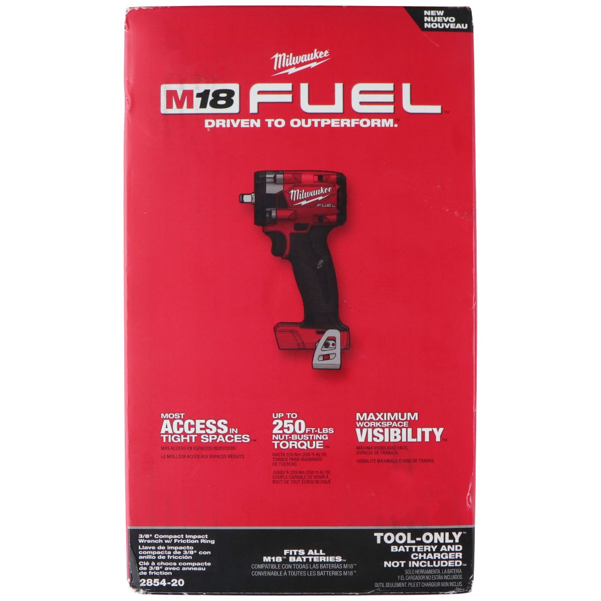 Milwaukee M18 Fuel 3/8-inch Compact Impact Wrench (2854-20) - Tool Only Other Sporting Goods Milwaukee - Simple Cell Bulk Wholesale Pricing - USA Seller