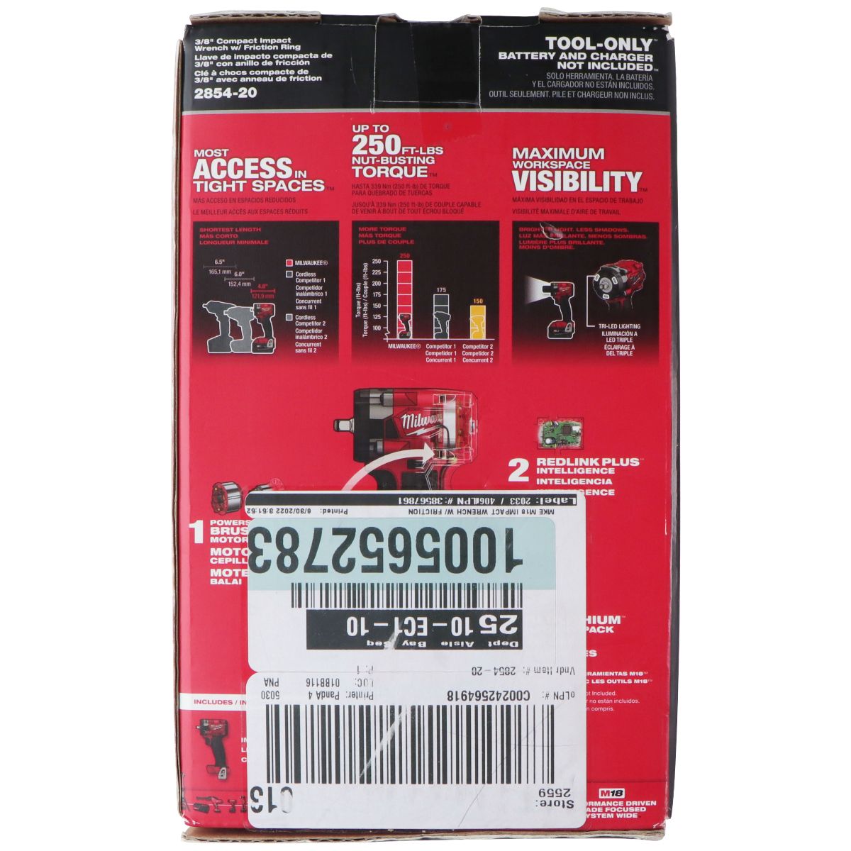 Milwaukee M18 Fuel 3/8-inch Compact Impact Wrench (2854-20) - Tool Only Other Sporting Goods Milwaukee - Simple Cell Bulk Wholesale Pricing - USA Seller