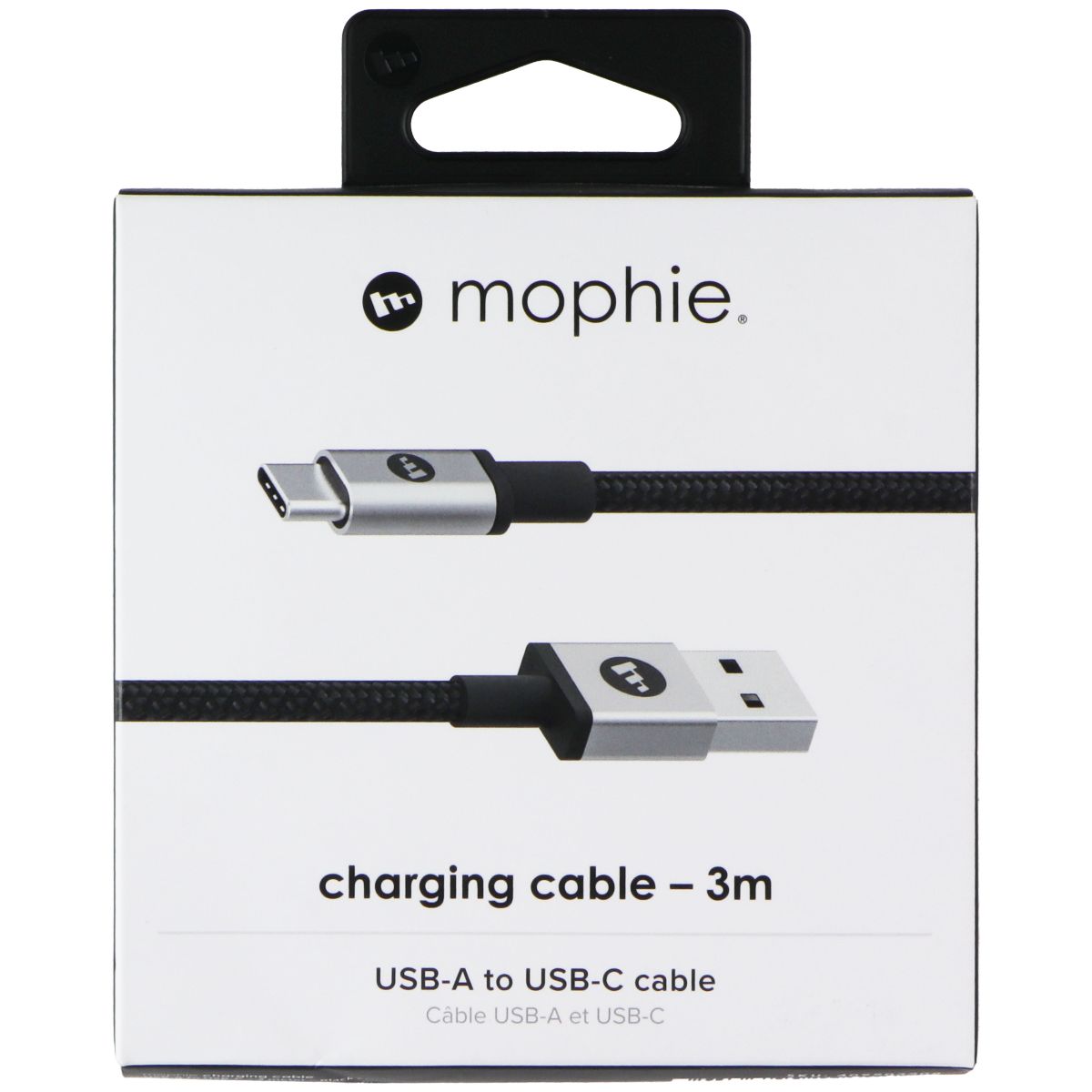 Mophie Braided USB-A to USB-C Charging Cable - 3-Meter (9.9-Foot) - Black/Silver Cell Phone - Cables & Adapters Mophie - Simple Cell Bulk Wholesale Pricing - USA Seller