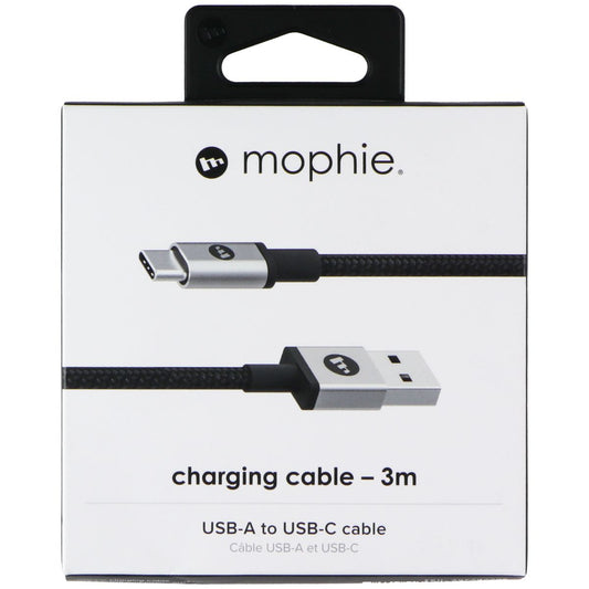 Mophie Braided USB-A to USB-C Charging Cable - 3-Meter (9.9-Foot) - Black/Silver Cell Phone - Cables & Adapters Mophie - Simple Cell Bulk Wholesale Pricing - USA Seller