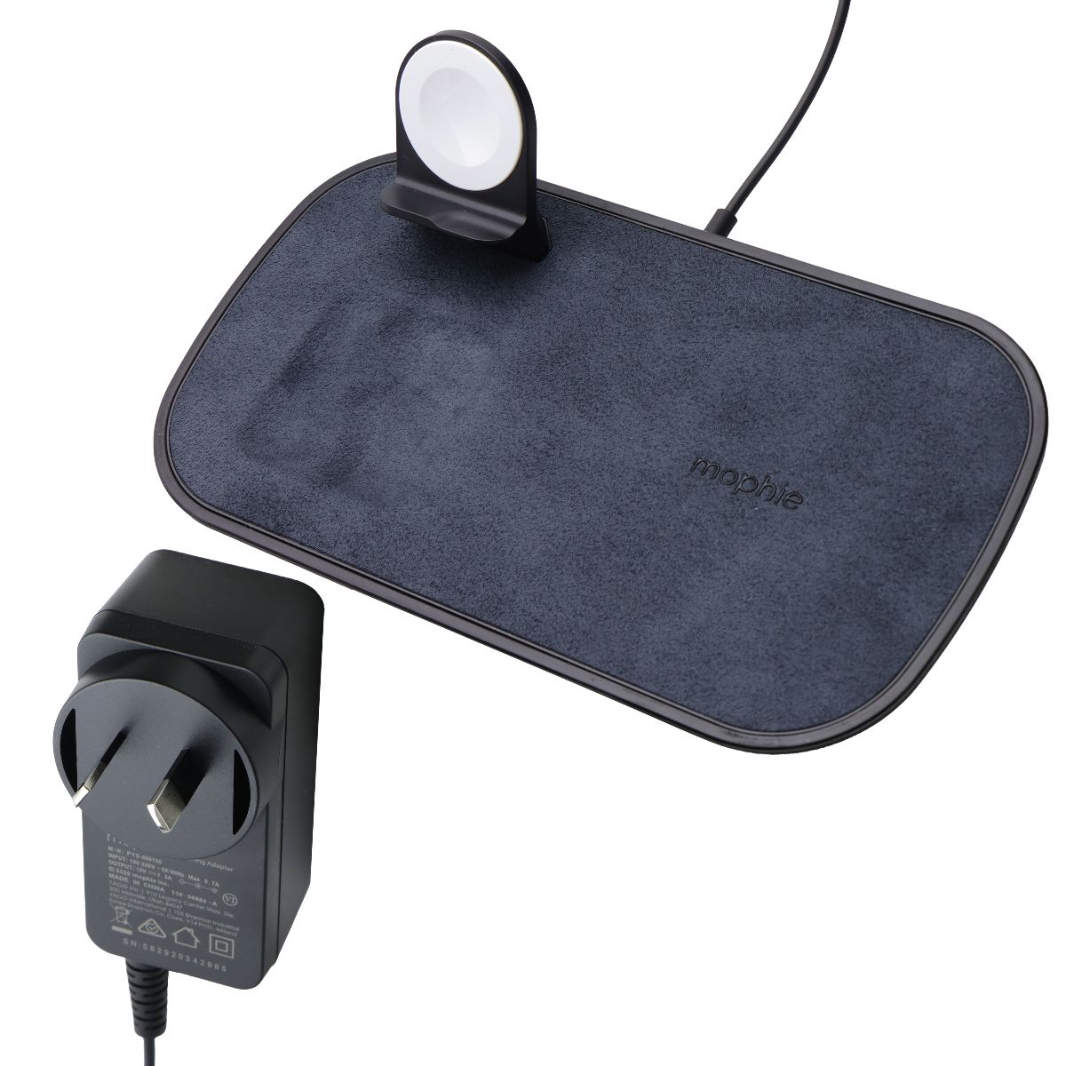 Mophie (Australian Plug) Wireless (7.5W) Charging Pad for Apple - Fabric Black Cell Phone - Chargers & Cradles Mophie - Simple Cell Bulk Wholesale Pricing - USA Seller