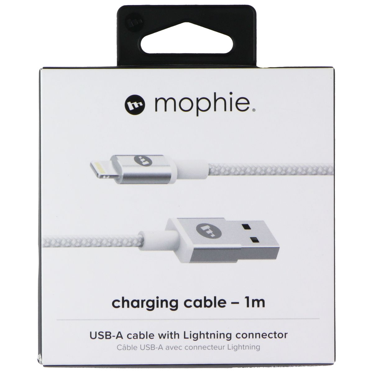 Mophie Braided USB-A Cable with 8-Pin Connector Cable - 1M / 3.3Ft - White Cell Phone - Cables & Adapters Mophie - Simple Cell Bulk Wholesale Pricing - USA Seller