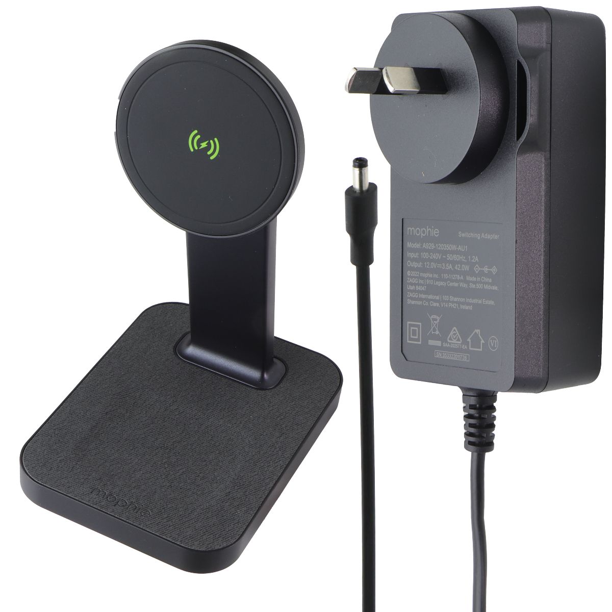 Mophie Snap+ Charging Stand & Pad for MagSafe Devices - Black (AUS Plug) Cell Phone - Mounts & Holders Mophie - Simple Cell Bulk Wholesale Pricing - USA Seller