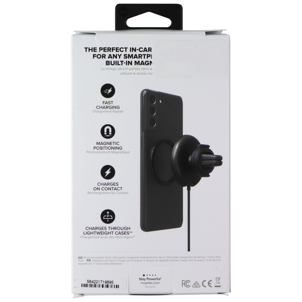 mophie Snap+ Wireless Vent Mount Universal Charger - Black