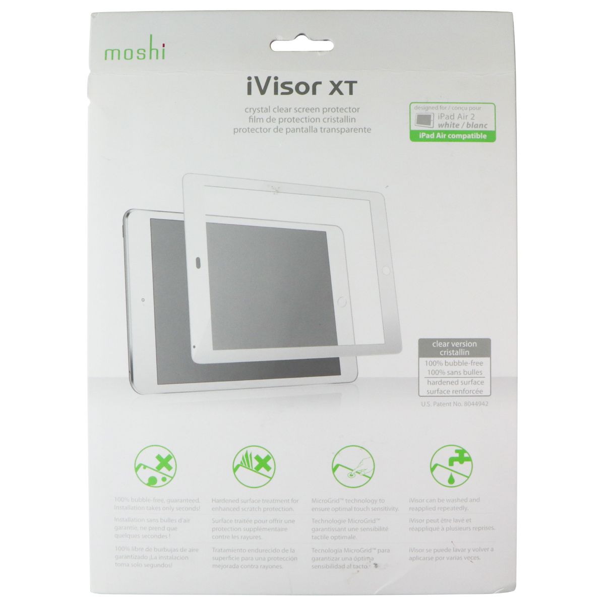 Moshi iVisor XT Crystal Clear Screen Protector for Apple iPad Air 2 - White iPad/Tablet Accessories - Screen Protectors Moshi - Simple Cell Bulk Wholesale Pricing - USA Seller