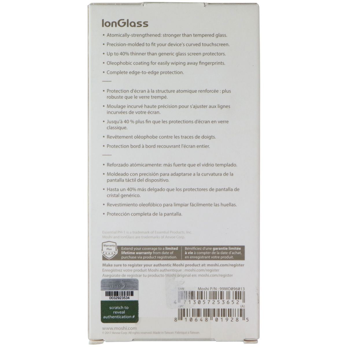 Moshi IonGlass Ultra Durable Screen Protector for Essential PH-1 - Clear/Black