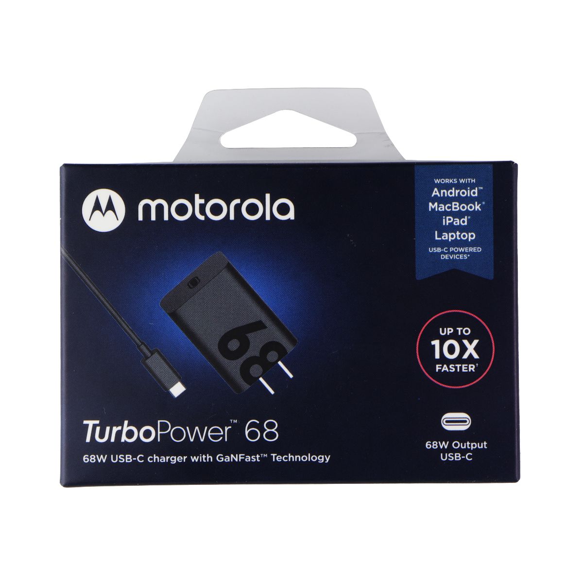 Motorola TurboPower 68 (68W) USB-C Charger with GaNFast Technology - Black Cell Phone - Chargers & Cradles Motorola    - Simple Cell Bulk Wholesale Pricing - USA Seller