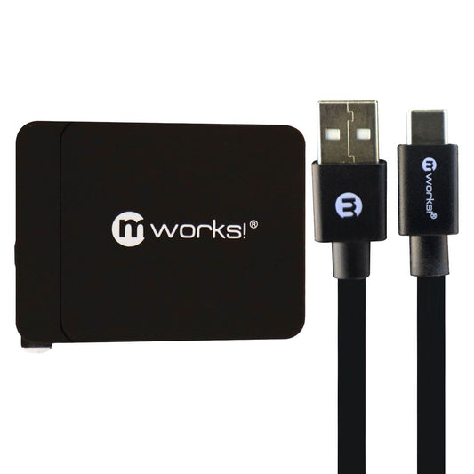 mWorks mPower 6 Foot Flat Sync/Charge USB-C Cable w/ Qualcomm 3.0 Adapter Black Cell Phone - Chargers & Cradles mWorks! - Simple Cell Bulk Wholesale Pricing - USA Seller