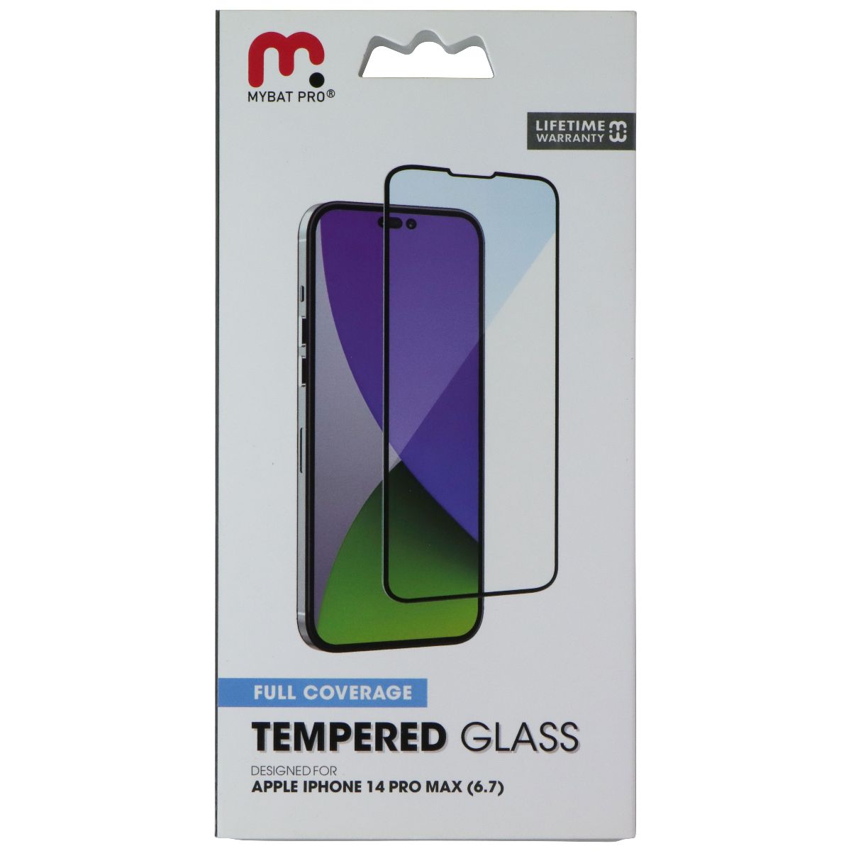 MyBat Pro Full Coverage Tempered Glass for Apple iPhone 14 Pro Max Black Border Cell Phone - Screen Protectors MyBat Pro - Simple Cell Bulk Wholesale Pricing - USA Seller