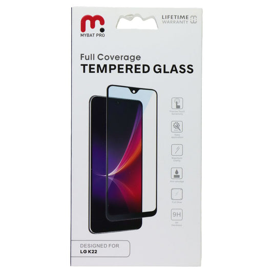 MyBat Full Coverage Tempered Glass Screen Protector for LG K22 - Black Edges Cell Phone - Screen Protectors MyBat Pro - Simple Cell Bulk Wholesale Pricing - USA Seller