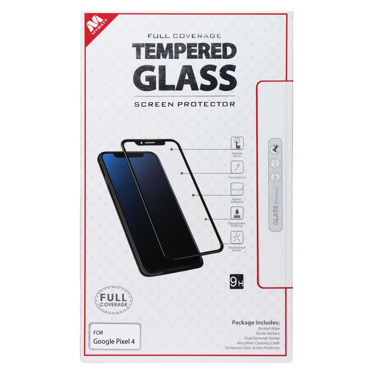 MyBat Full Coverage Tempered Glass Screen Protector for Google Pixel 4 Cell Phone - Screen Protectors MyBat - Simple Cell Bulk Wholesale Pricing - USA Seller