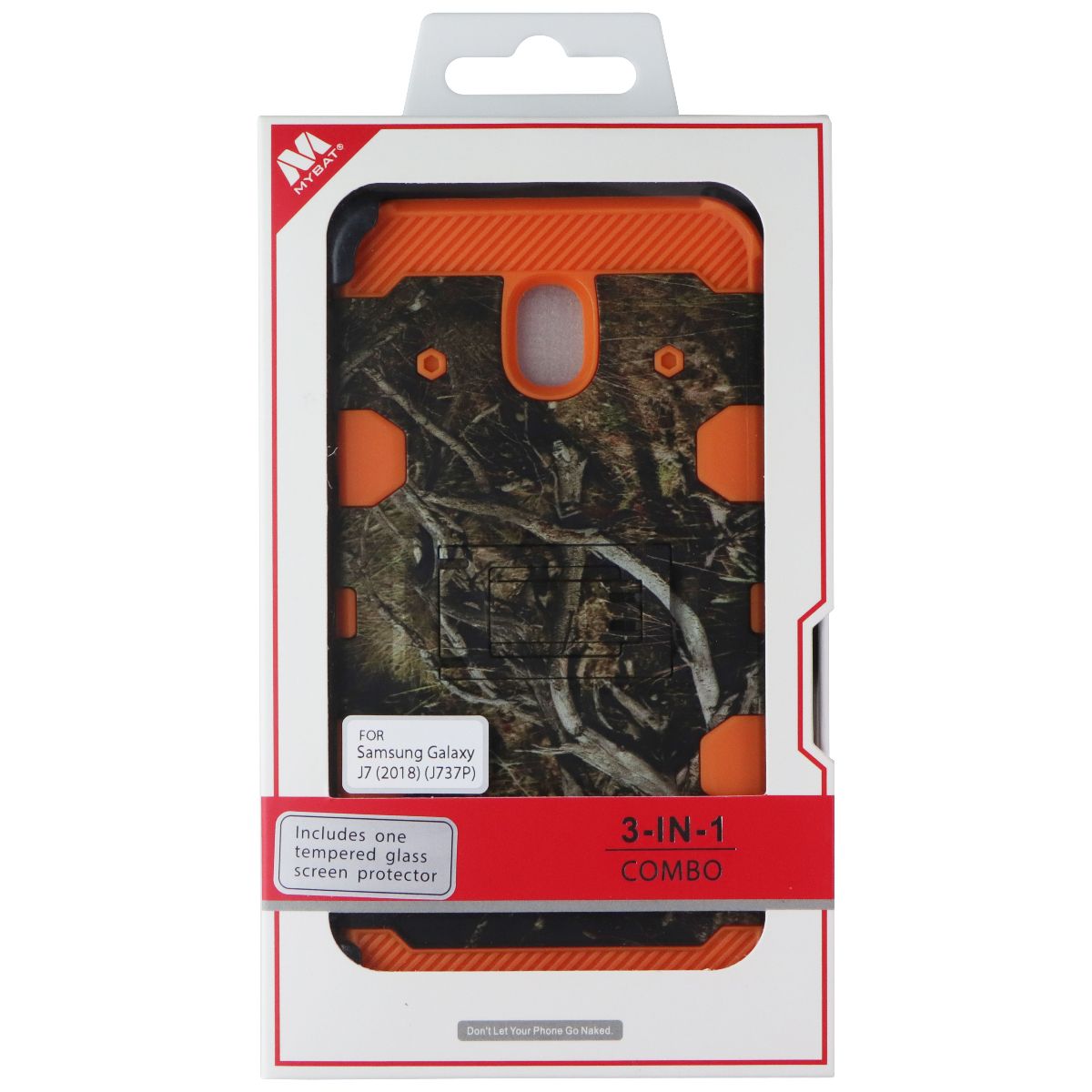 MyBat 3-In-1 Combo Case/Holster/Glass for Samsung Galaxy J7 (2018) - Camo/Orange Cell Phone - Cases, Covers & Skins MyBat - Simple Cell Bulk Wholesale Pricing - USA Seller