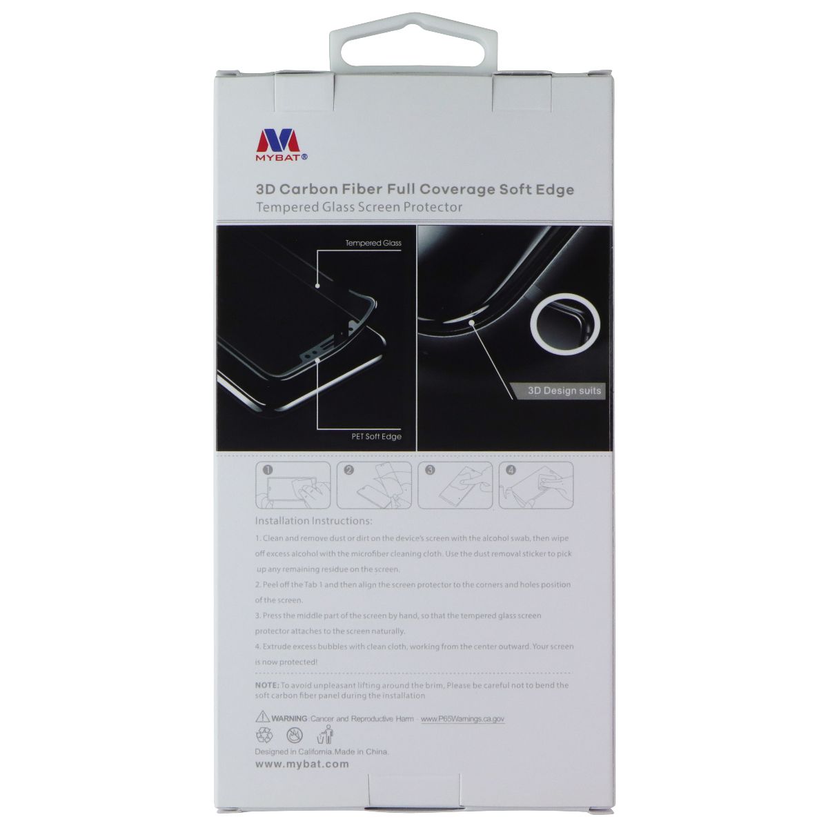 Mybat 3D Carbon Fiber Tempered Glass Screen Protector for Apple iPhone 12/12 Pro Cell Phone - Screen Protectors MyBat - Simple Cell Bulk Wholesale Pricing - USA Seller