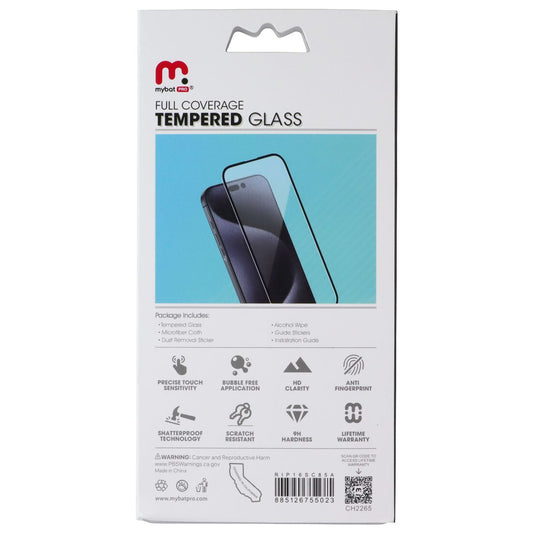 MyBat Pro Full Coverage Tempered Glass for Apple iPhone 16 - Black Border Cell Phone - Screen Protectors MyBat Pro - Simple Cell Bulk Wholesale Pricing - USA Seller