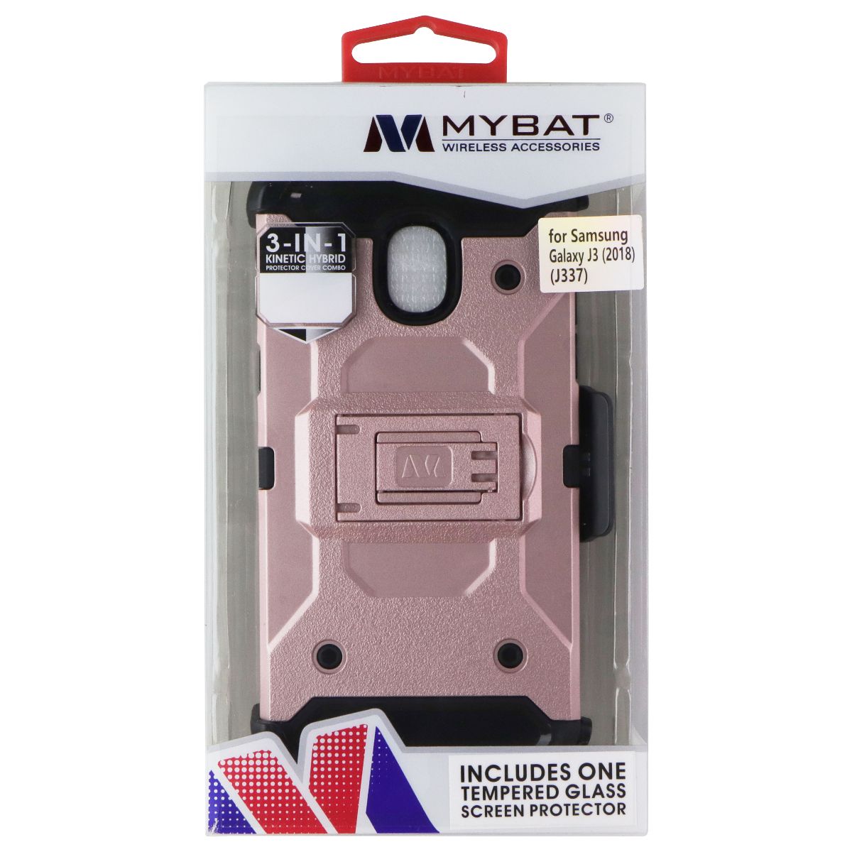 MyBat Dual Layer Rugged Case and Holster for Samsung Galaxy J3 (2018) - Pink/Blk