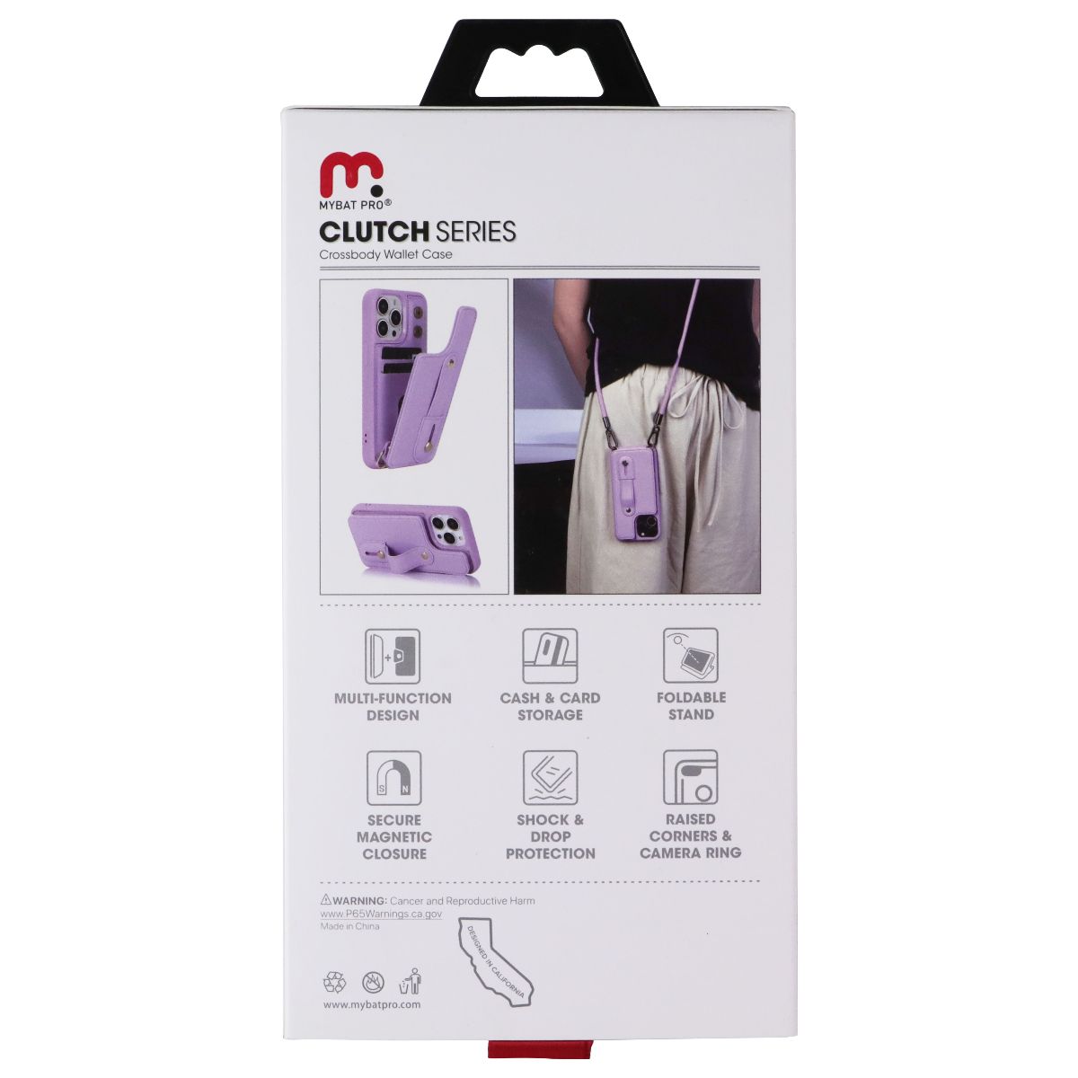 Mybat Pro Clutch Series Crossbody Wallet Case for Apple iPhone 14/13 - Purple