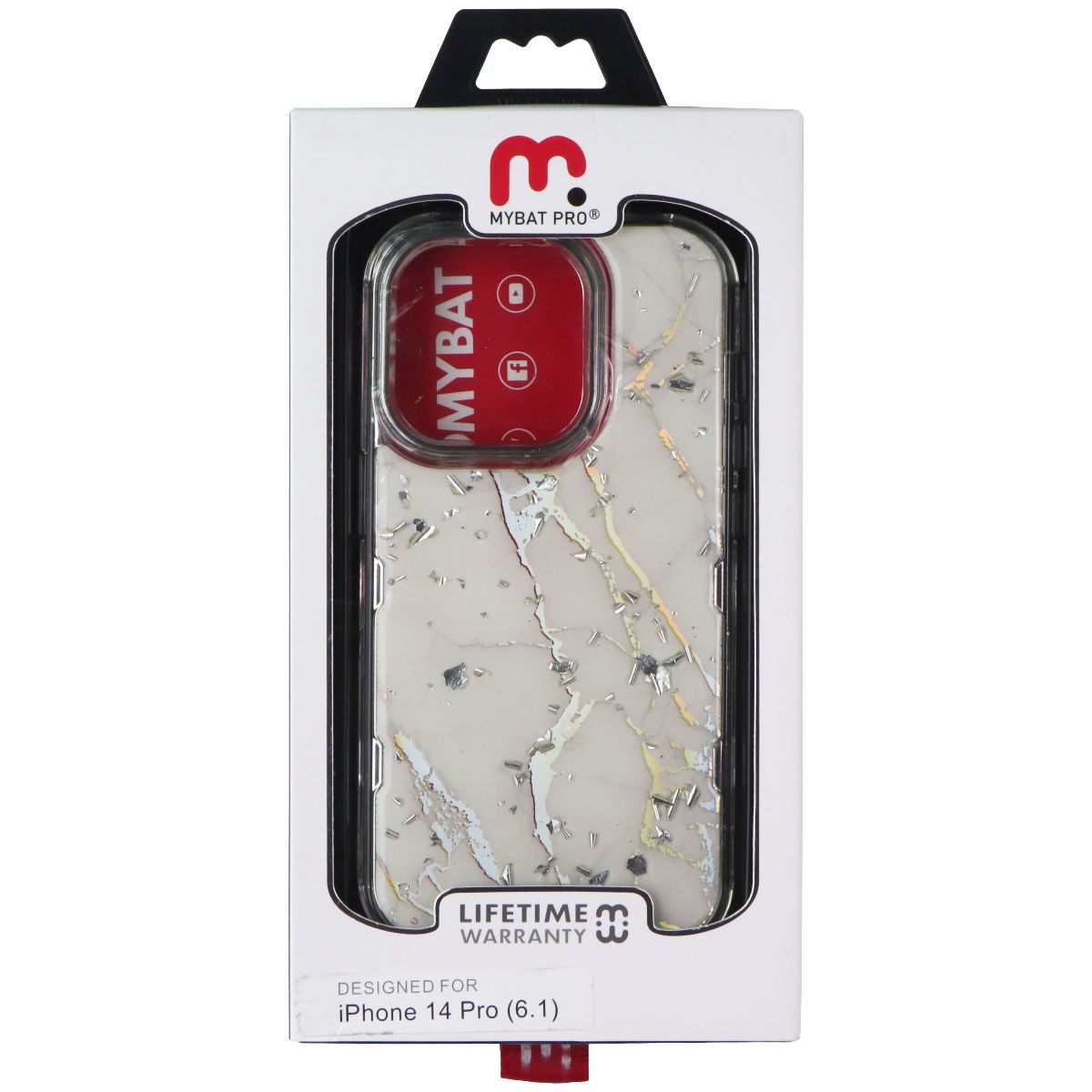 MyBat Pro Tuff Series Hard Case for iPhone 14 Pro - Cream/Shattered Iridescent Cell Phone - Cases, Covers & Skins MyBat Pro - Simple Cell Bulk Wholesale Pricing - USA Seller
