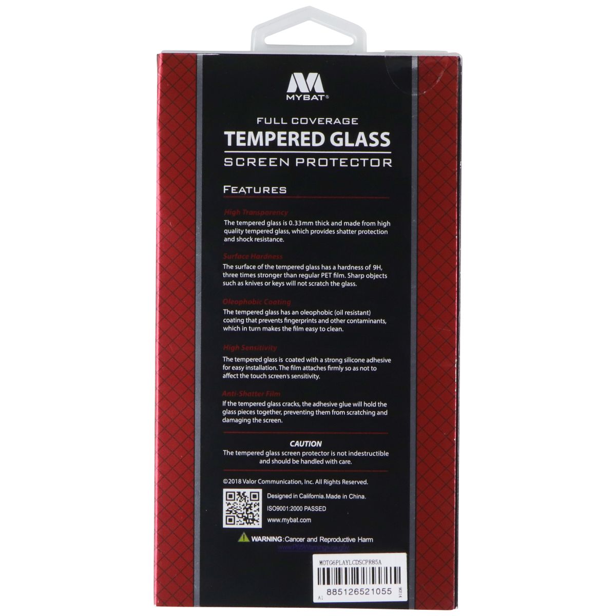MyBat Full Coverage 9H Tempered Glass Screen Protector for Motorola Moto G6 Play Cell Phone - Screen Protectors MyBat - Simple Cell Bulk Wholesale Pricing - USA Seller