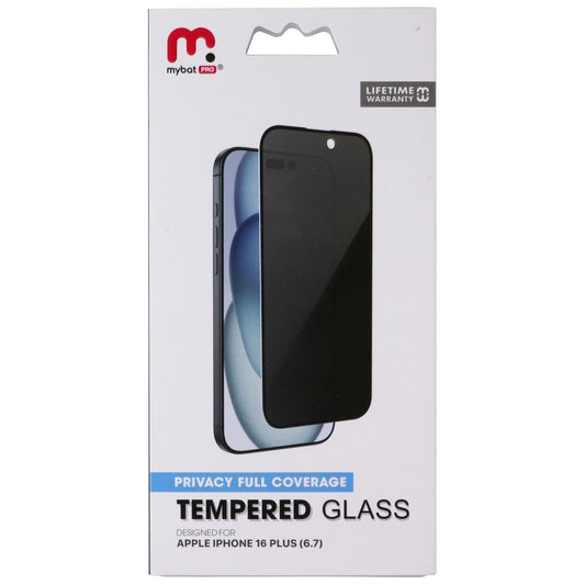 MyBat Pro Tempered Glass Full Coverage for Apple iPhone 16 Plus - Privacy Cell Phone - Screen Protectors MyBat Pro - Simple Cell Bulk Wholesale Pricing - USA Seller