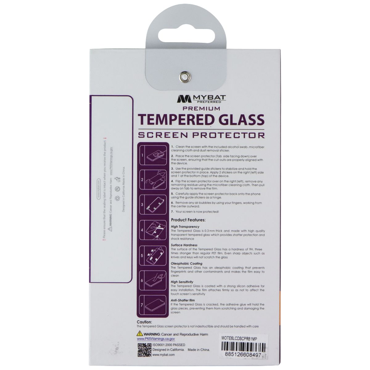 MyBat Premium 9H Tempered Glass Screen Protector for Motorola Moto E6 - Clear Cell Phone - Screen Protectors MyBat - Simple Cell Bulk Wholesale Pricing - USA Seller