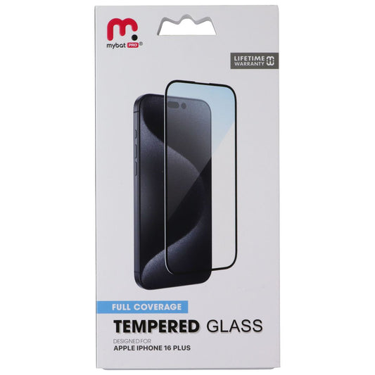 MyBat Pro Full Coverage Tempered Glass for Apple iPhone 16 Plus - Black Border Cell Phone - Screen Protectors MyBat Pro - Simple Cell Bulk Wholesale Pricing - USA Seller