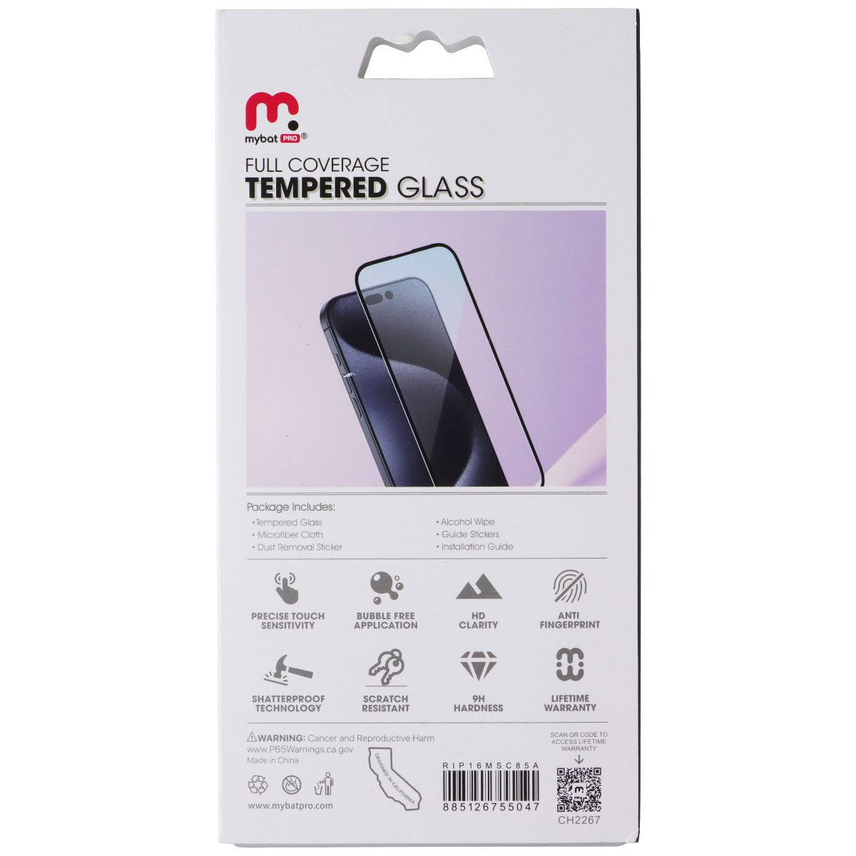 MyBat Pro Full Coverage Tempered Glass for Apple iPhone 16 Plus - Black Border