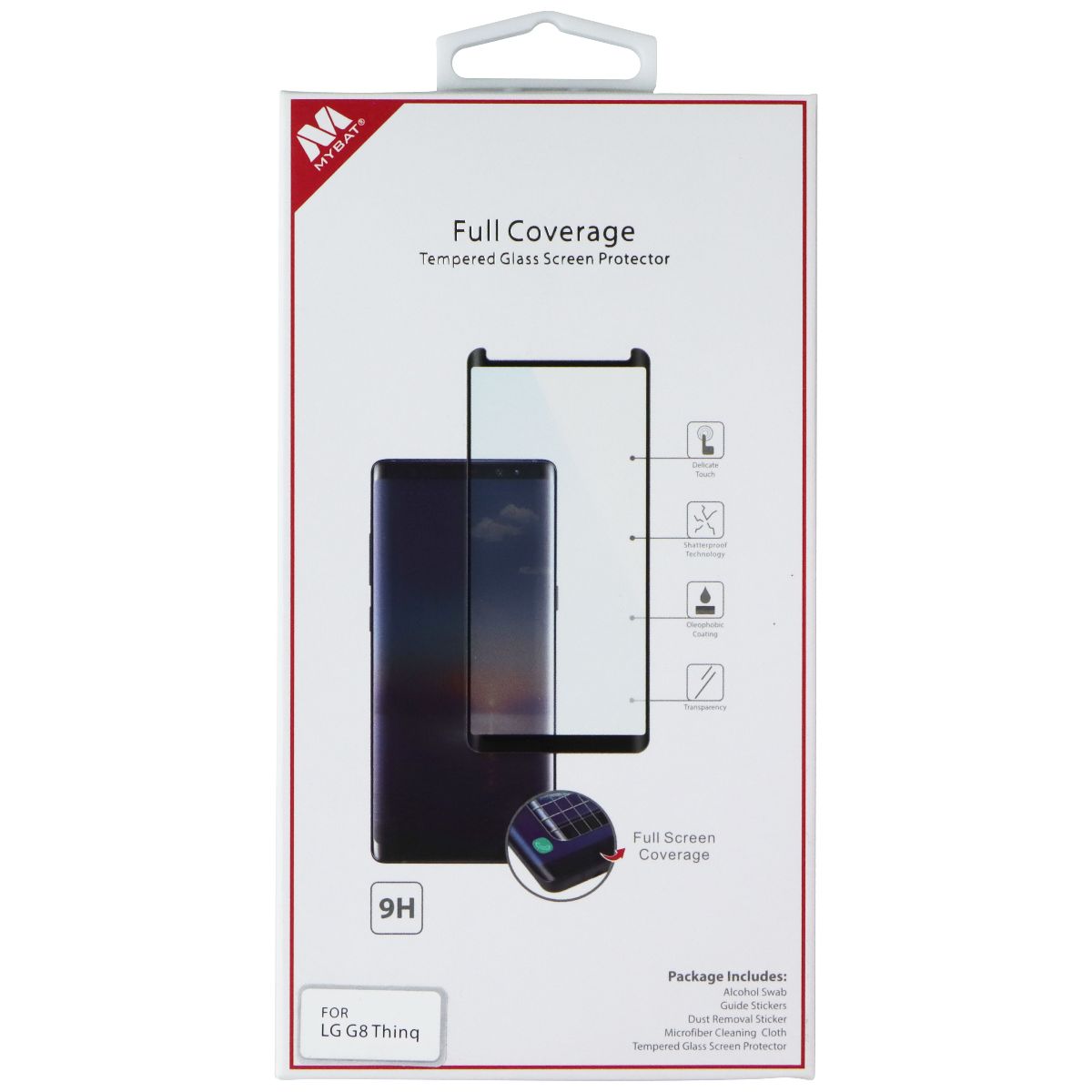 MyBat Full Coverage Tempered Glass for LG G8 Thinq - Black Edges Cell Phone - Screen Protectors MyBat - Simple Cell Bulk Wholesale Pricing - USA Seller